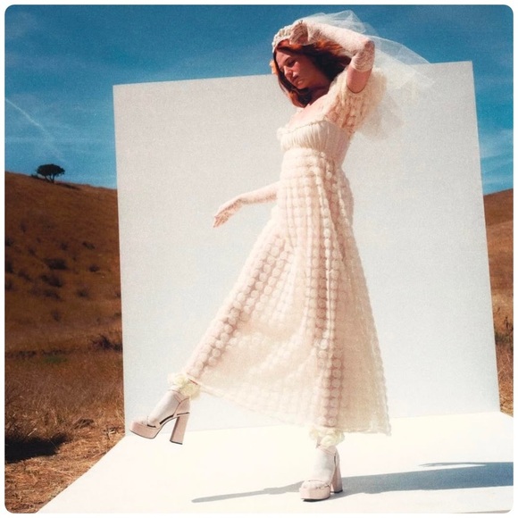 For Love & Lemons Fairytale Coquette Josey Bridal Gown Puff Sleeves Rosettes XS - Picture 3 of 16